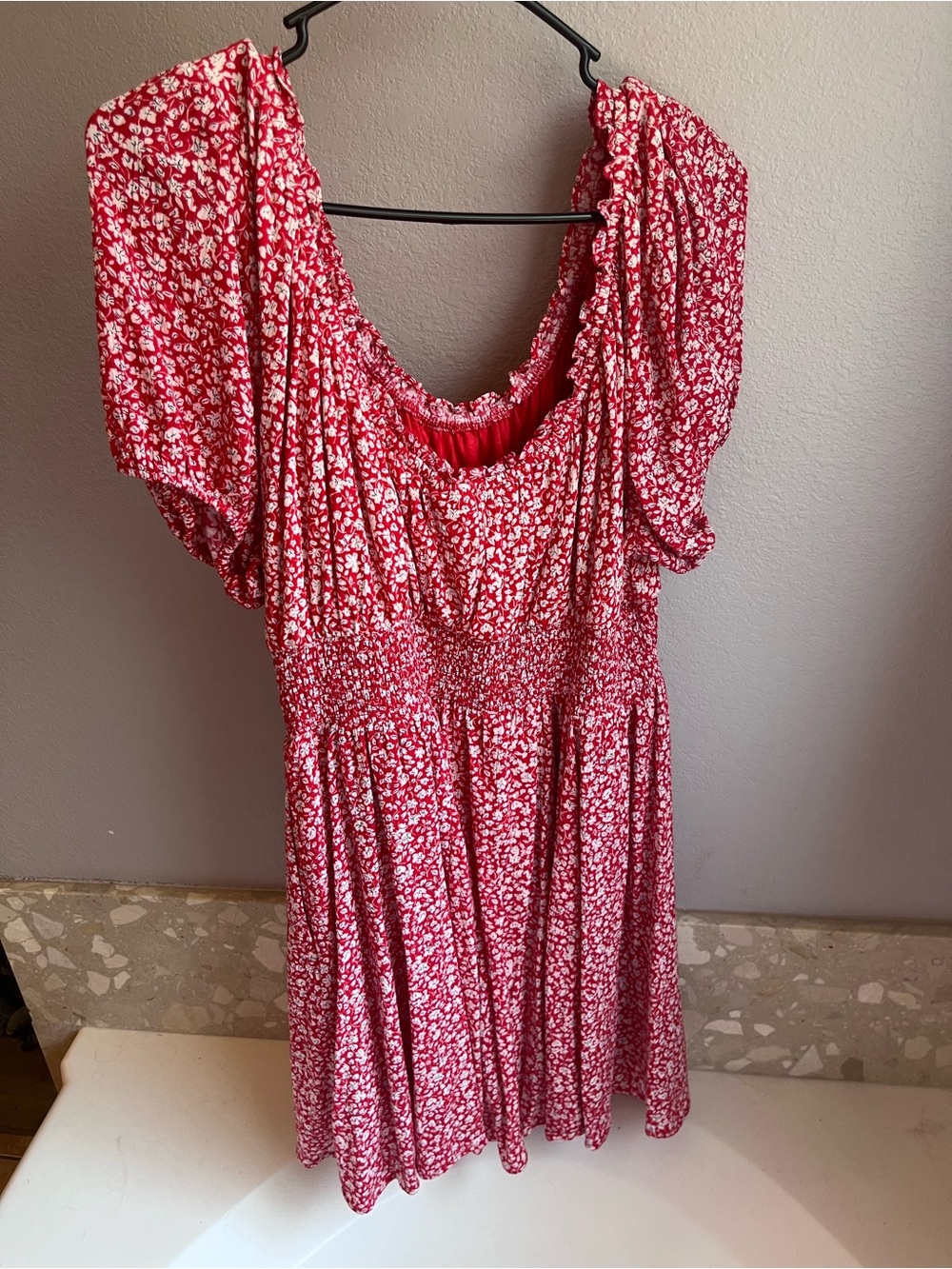 Torrid Red Floral Off-Shoulder Dress with Built-In Shorts